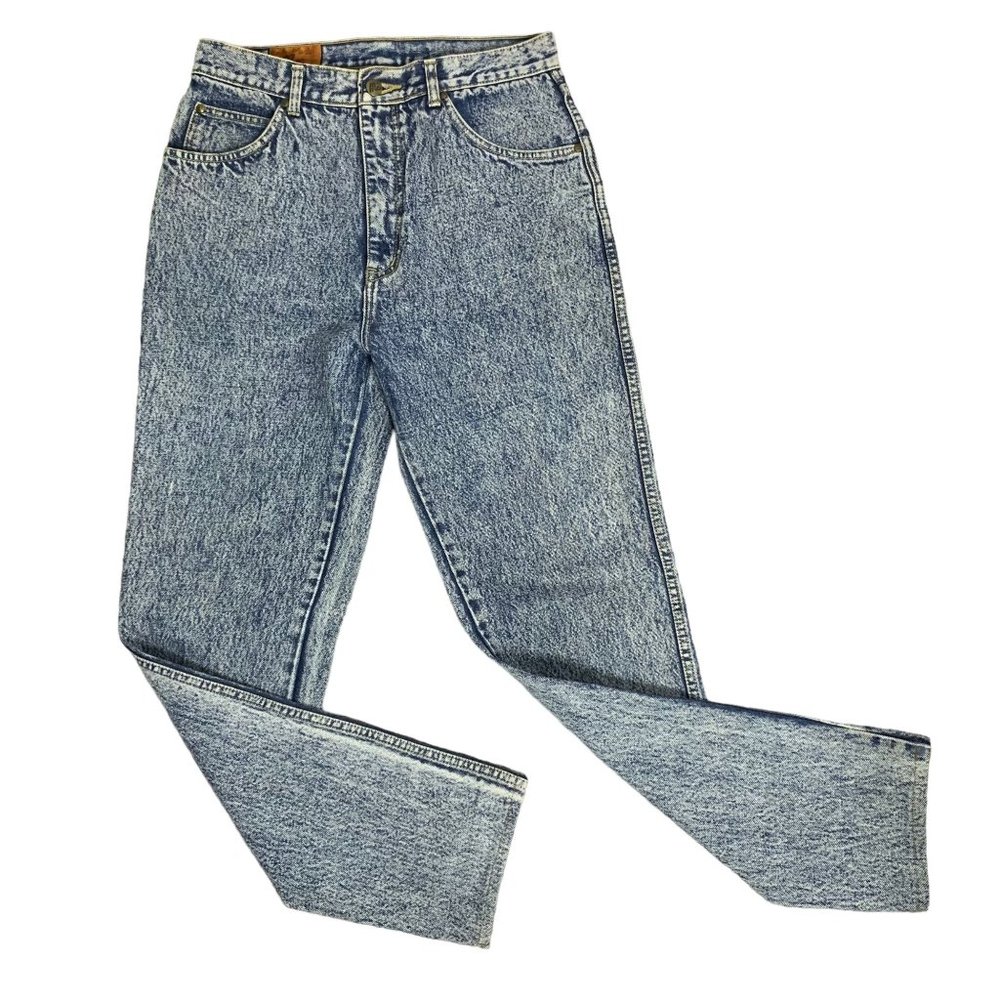 Mc Jeans Club Acid Wash High Rise Denim 28 Blue Retro 5 Pocket Tapered Leg Ankle